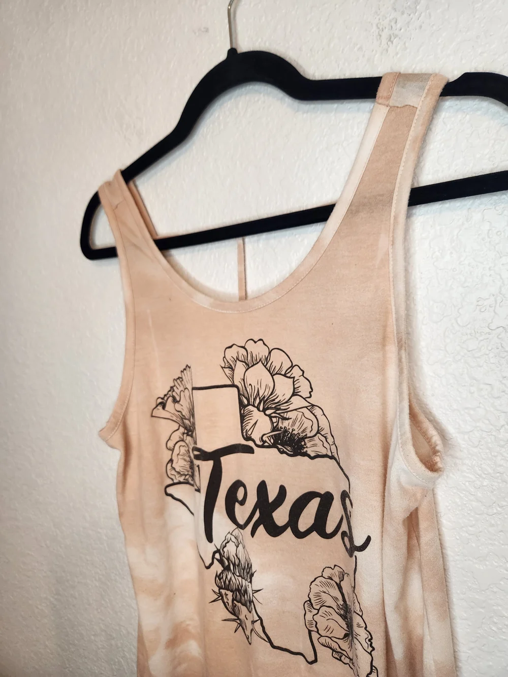 Texas Floral Tie-Dye Tank Beige coverup Size L